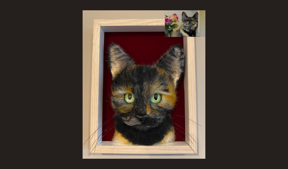 rag doll needle felted cat portrait